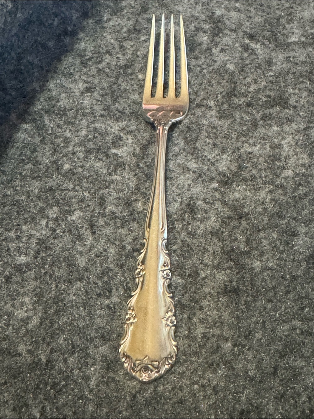 Wallace Silversmiths Silver Ornate Dinner Fork with Floral Motif